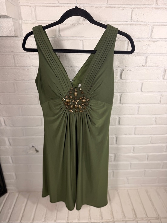 Nw Collections Dresses & Skirts - NW Collections Y2K Olive Green Cocktail Dress Size 4 Embellished Ruched